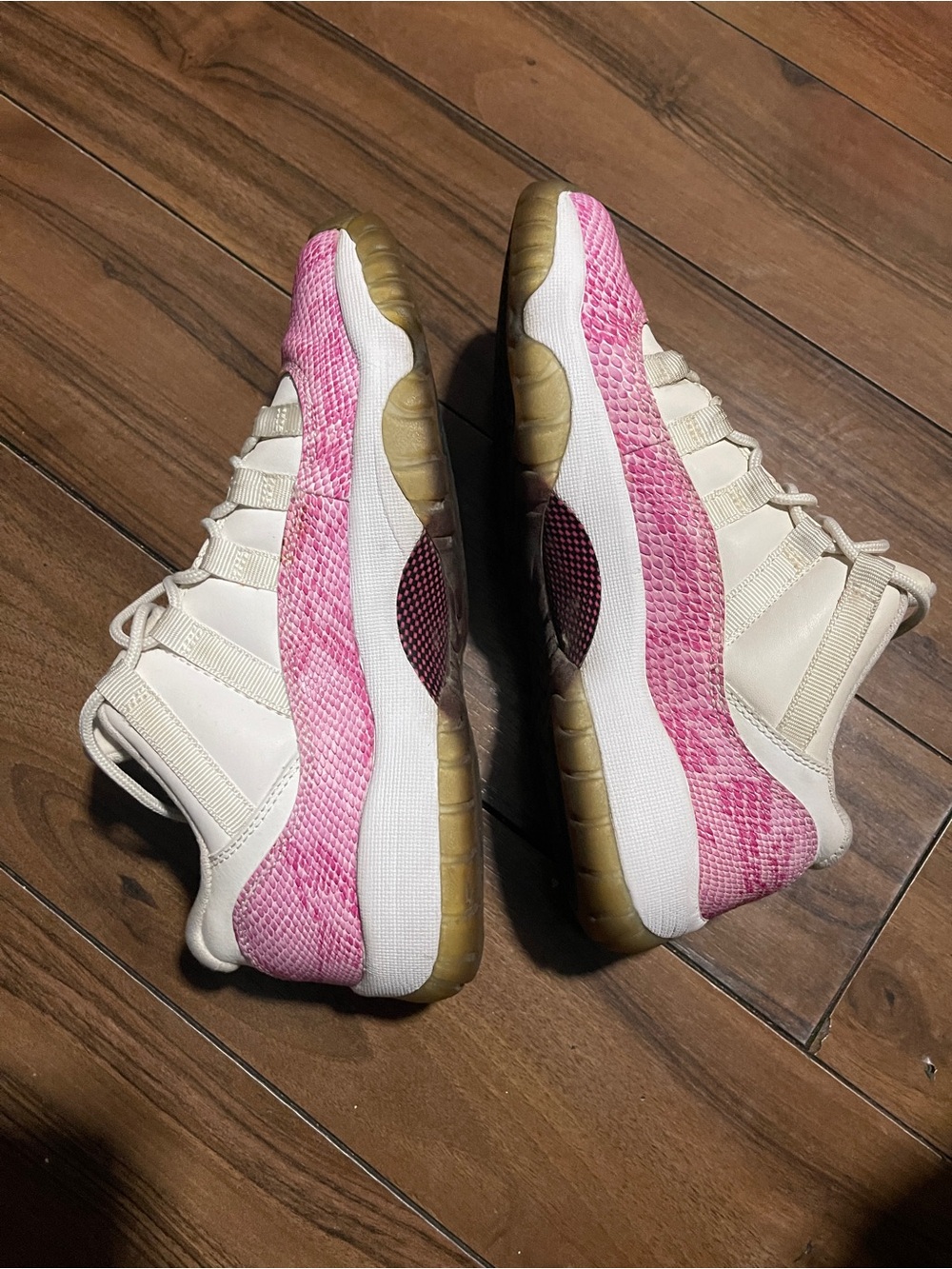 Pink and White Grade School Snakeskin 11s - Picture 4 of 8